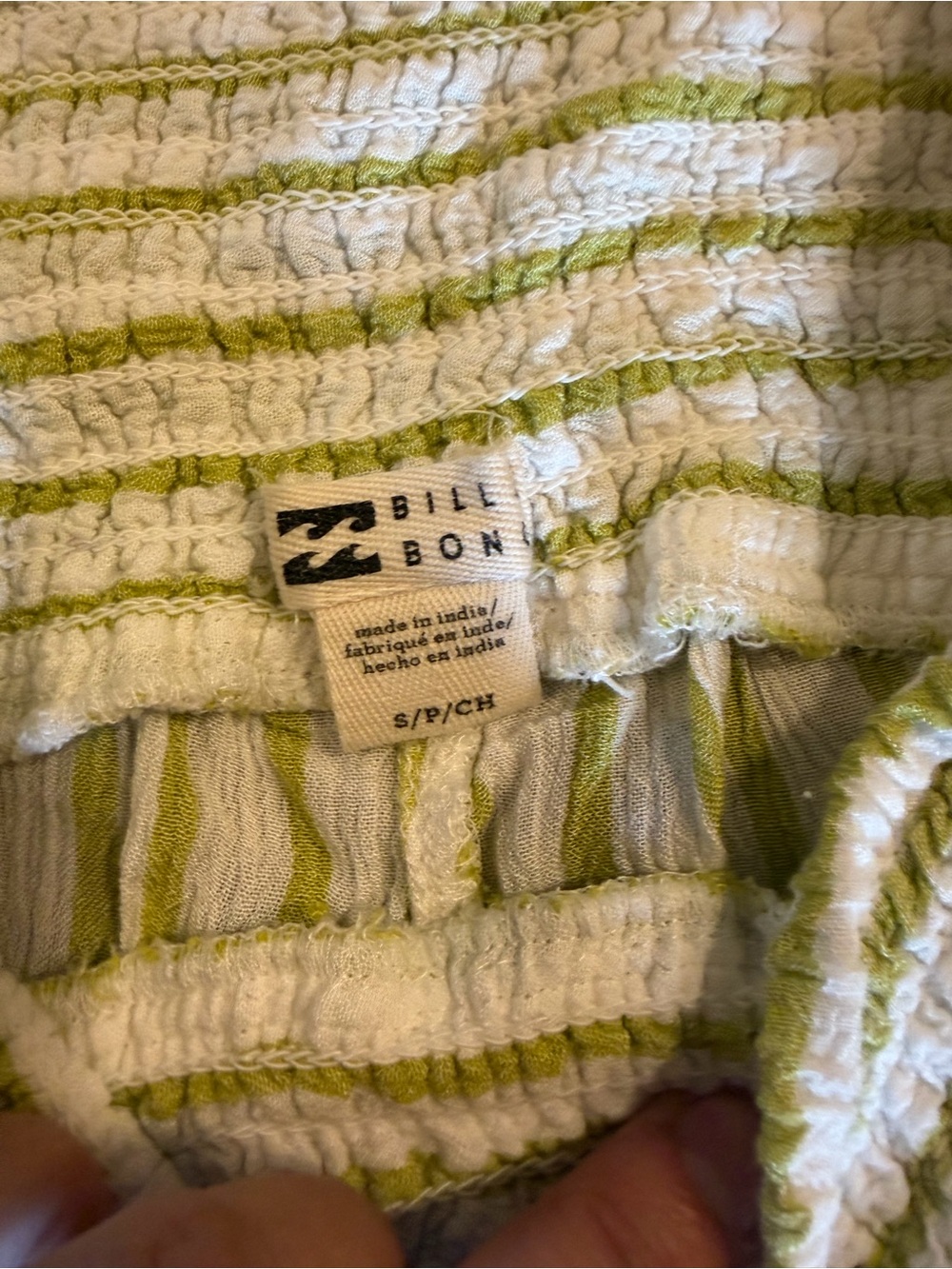 Billabong White Green Striped Wide Leg Daybreak Pants - Picture 6 of 9